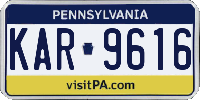 PA license plate KAR9616