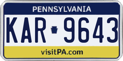 PA license plate KAR9643