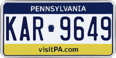 PA license plate KAR9649