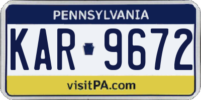 PA license plate KAR9672
