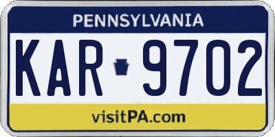 PA license plate KAR9702