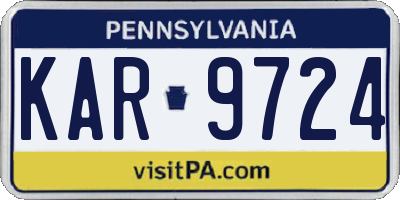 PA license plate KAR9724