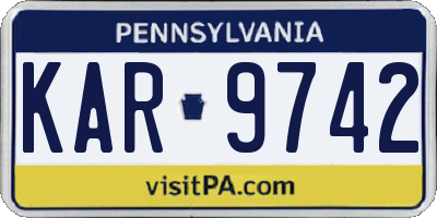 PA license plate KAR9742