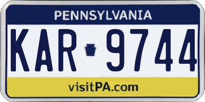 PA license plate KAR9744