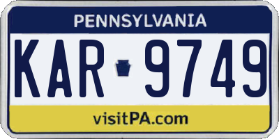 PA license plate KAR9749