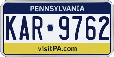 PA license plate KAR9762