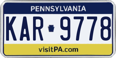 PA license plate KAR9778