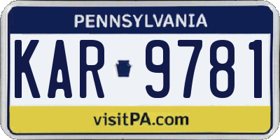 PA license plate KAR9781