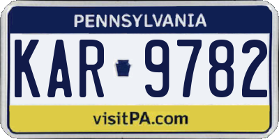 PA license plate KAR9782