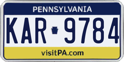 PA license plate KAR9784