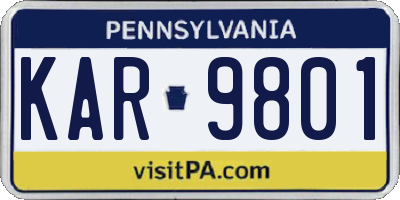PA license plate KAR9801
