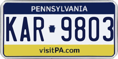 PA license plate KAR9803