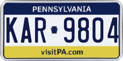 PA license plate KAR9804