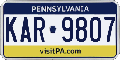 PA license plate KAR9807