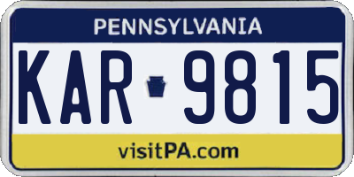 PA license plate KAR9815