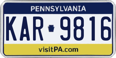 PA license plate KAR9816