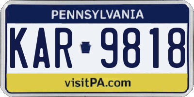 PA license plate KAR9818
