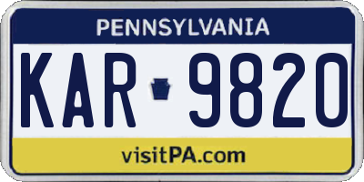 PA license plate KAR9820