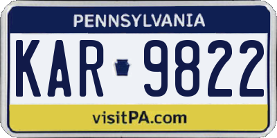 PA license plate KAR9822