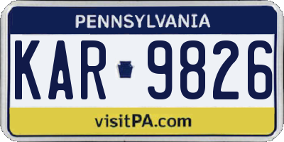 PA license plate KAR9826