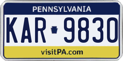 PA license plate KAR9830