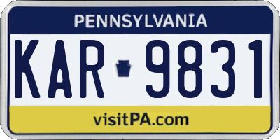 PA license plate KAR9831