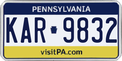 PA license plate KAR9832