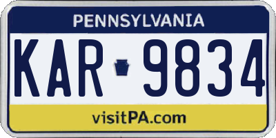 PA license plate KAR9834