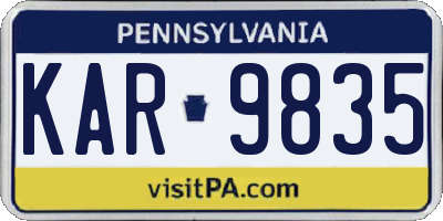 PA license plate KAR9835