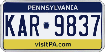 PA license plate KAR9837