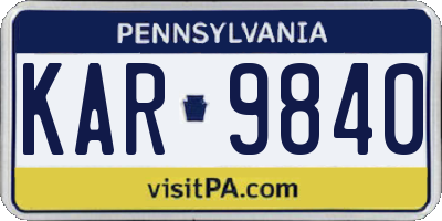 PA license plate KAR9840