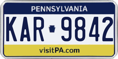 PA license plate KAR9842