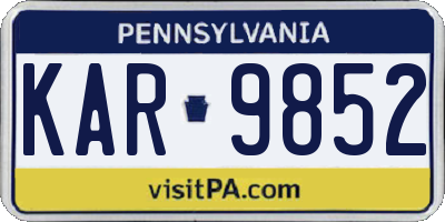 PA license plate KAR9852