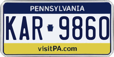 PA license plate KAR9860
