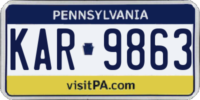 PA license plate KAR9863