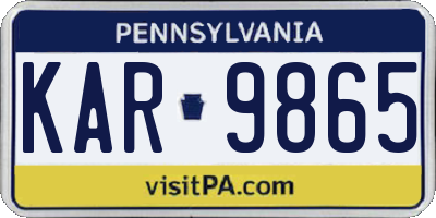 PA license plate KAR9865