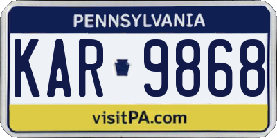 PA license plate KAR9868