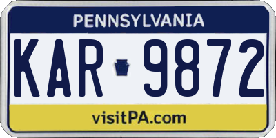 PA license plate KAR9872