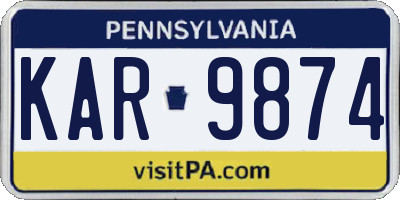PA license plate KAR9874