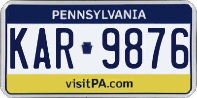 PA license plate KAR9876