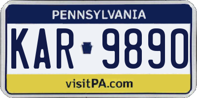PA license plate KAR9890