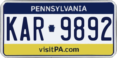 PA license plate KAR9892