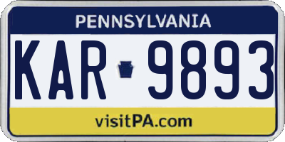 PA license plate KAR9893