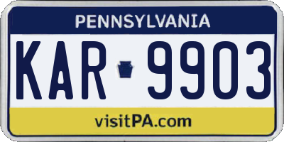 PA license plate KAR9903