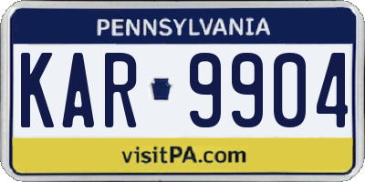 PA license plate KAR9904