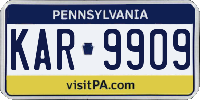 PA license plate KAR9909