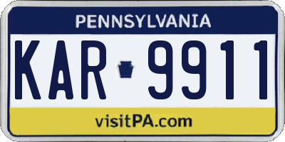 PA license plate KAR9911