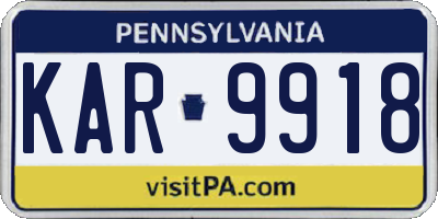 PA license plate KAR9918