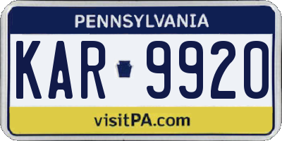 PA license plate KAR9920