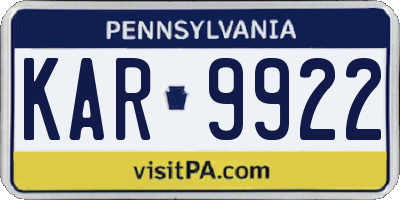 PA license plate KAR9922